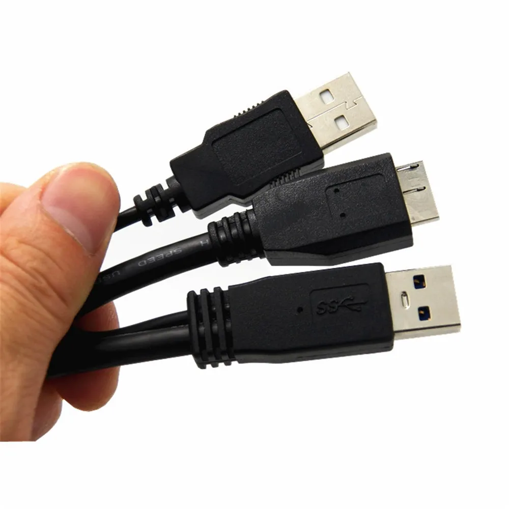 모바일 하드 드라이브 듀얼 USB 3.0 A 플러그-마이크로 B 수 전원 어댑터 Y 케이블, 1-2, 2.5 인치 SATA 하드 드라이브 H에 적합