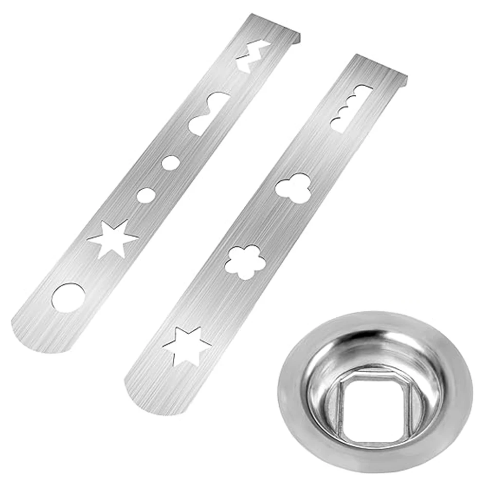 2 Pcs Meat Mincer Attachment Stainless Steel with Connection Ring Cookie Maker Attachment Biscuit Mould for Size 5 Meat Grinder