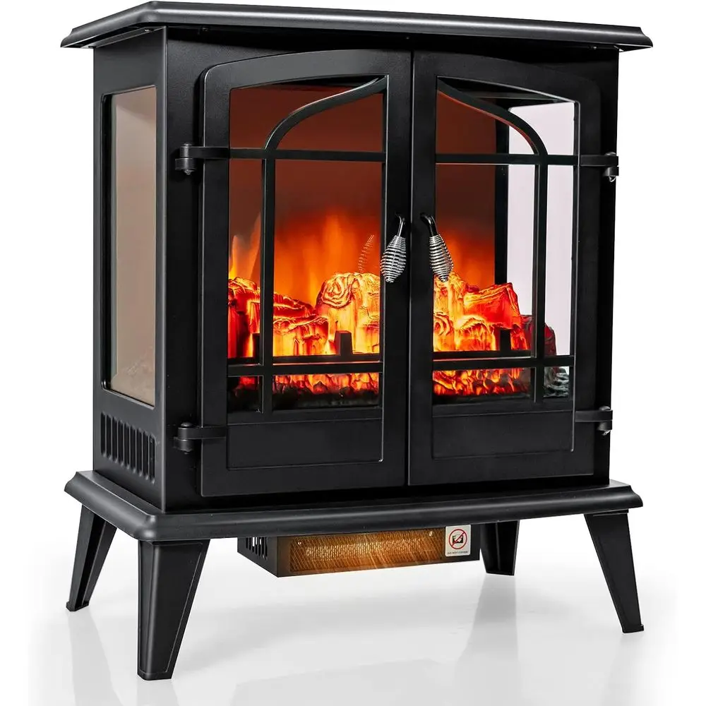 

1400W Freestanding Electric Fireplace with Realistic Flame Effect, Adjustable Heat and Overheat Protection