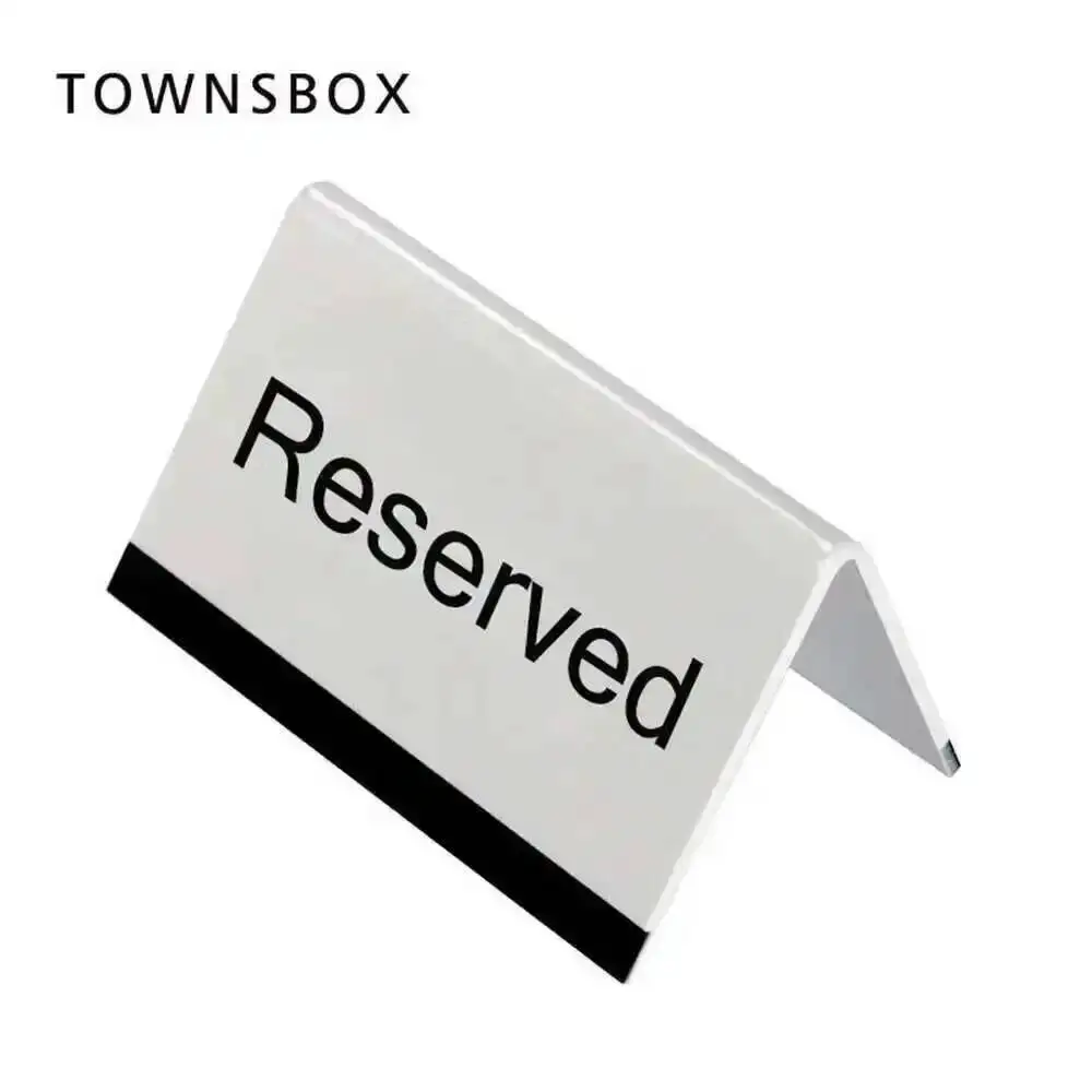 Weißes Acryl-Schreibtischschild mit Schwarzem UV-Druck, Hotel-Restaurant-Tischreservierungsschild, Schreibtischschild-Platte 10x6cm – Detail 3