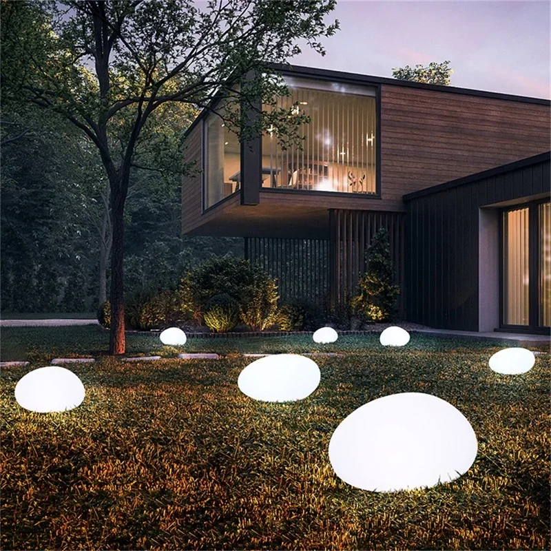 Solar Pebble Light RGB Color Changing LED Stone Lamp Wireless Remote IP65 Waterproof PE Rock Light for Garden Lawn Pathway