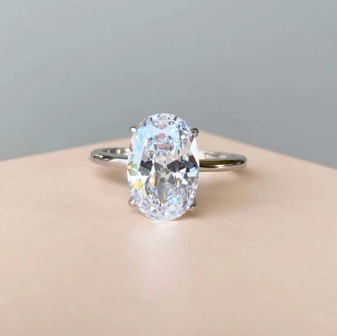 

2025 Hot Selling Women's Gold-Plated Ring Oval Cubic Zirconia Jewelry Valentine's Day Anniversary Gift Wholesale Size 5-10