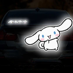 Sanrio Cinnamoroll-pegatina reflectante para puerta de coche, pegatina decorativa para motocicleta, cinta de seguridad de advertencia para maletero de automóvil