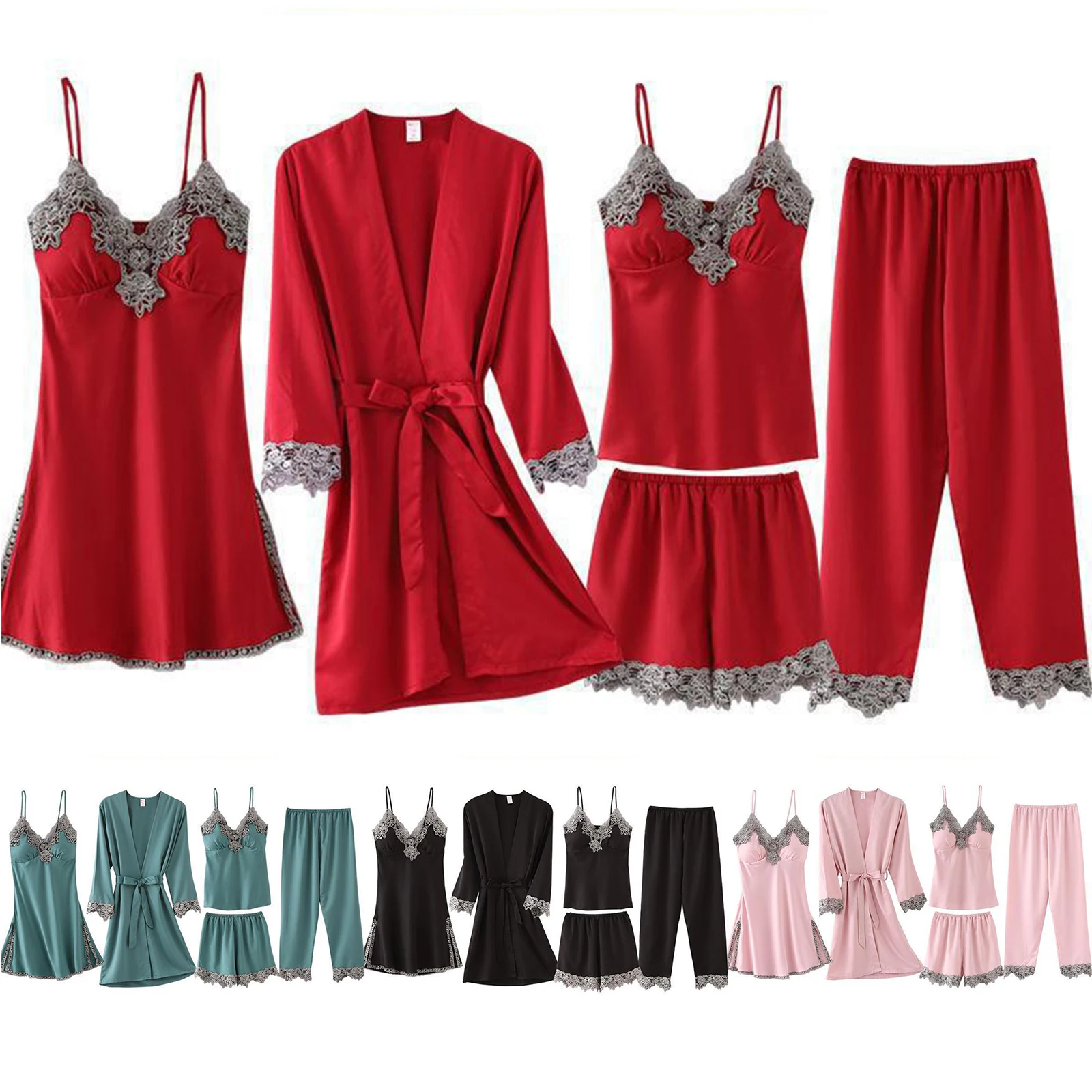 

Женская модная удобная ночная рубашка, комплект улучшенной однотонной кружевной отделки, халат на подтяжках, пижама, женская повседневная домашняя ночная рубашка