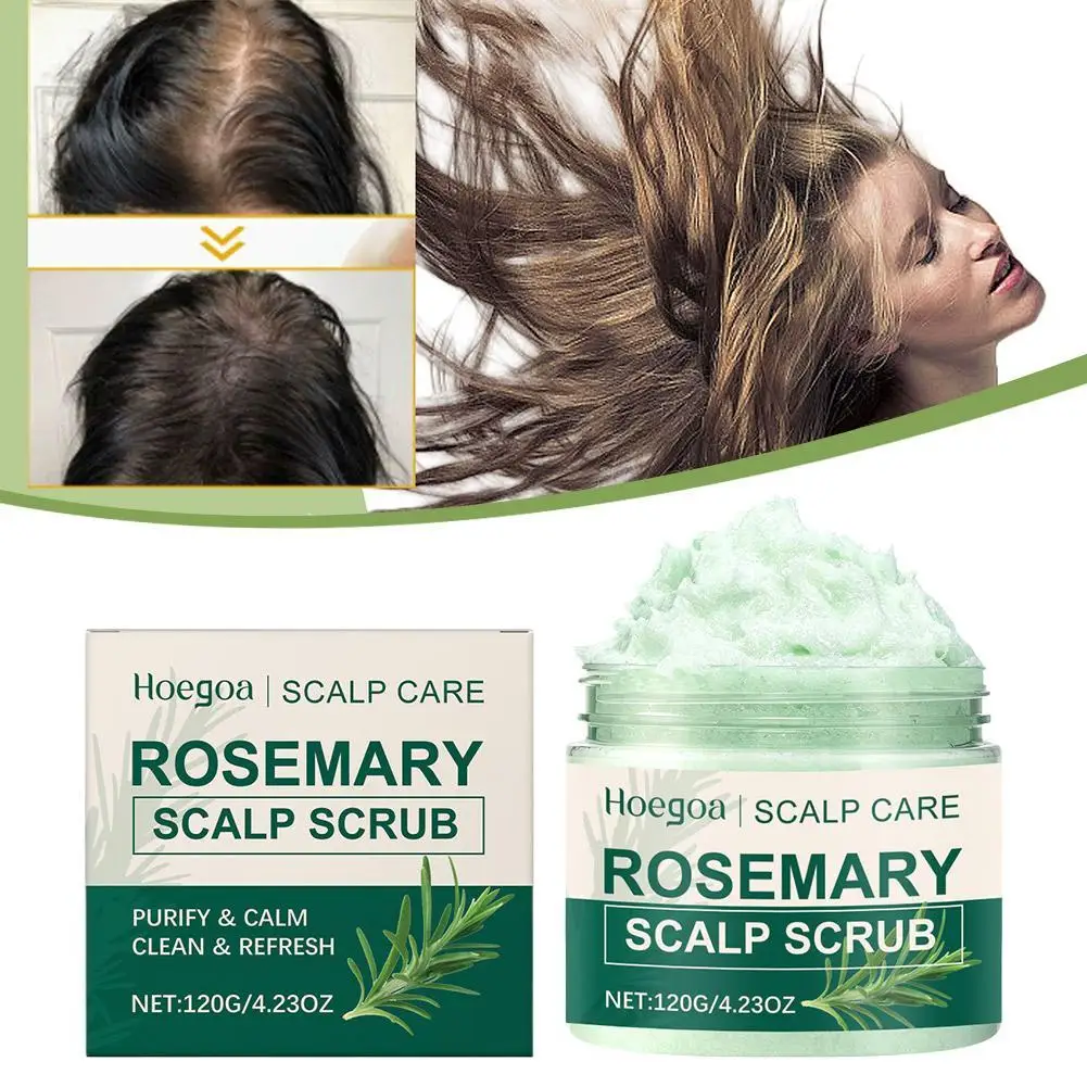

Rosemary Scalp Scrub With Silicone Scalp Massager Deep Cleaning Control Sebum Secretion Relieve Itching Dandruff Removal Shampoo