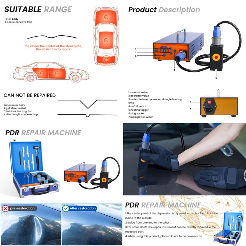 Super PDR Hotbox Painless Steel Dent Repair Instrument Electromagnetic Induction Car Body Repair Tools Car Body Repair Kit