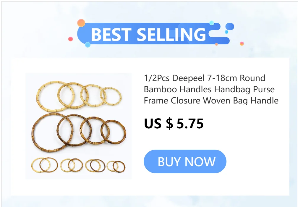 2Pcs Deepeel Solid Wood Bag Handle Women's Handbag Wrist Ring Handles Woven-Bag Purse Frames DIY Bags Replacement Accessories