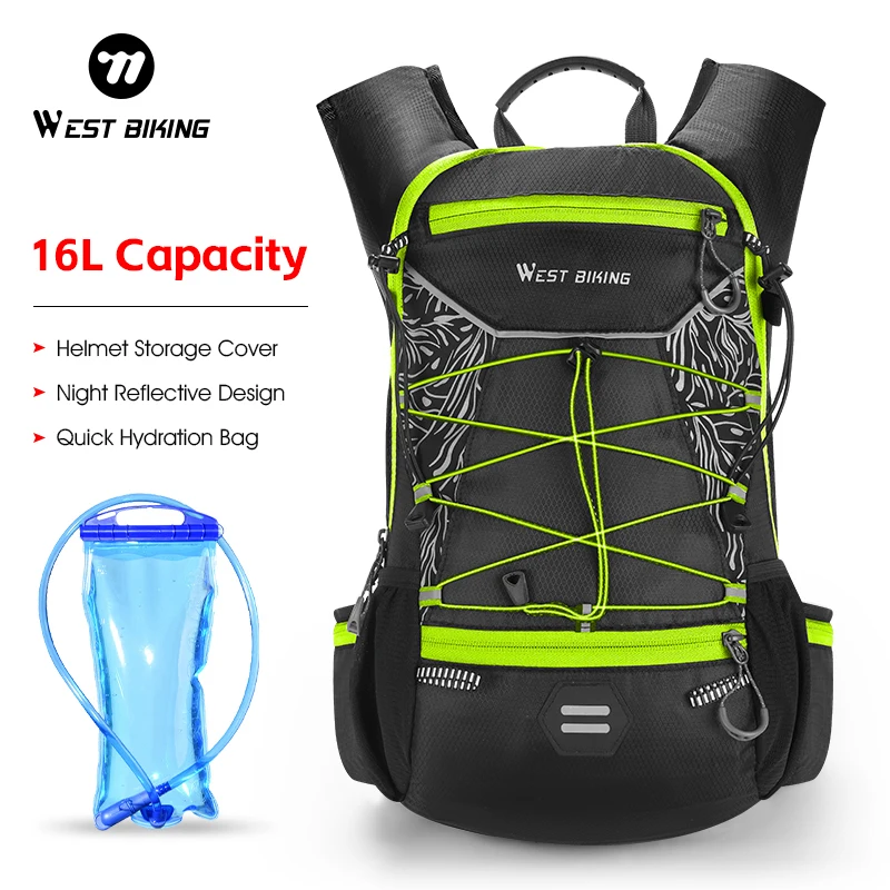 West Fietsen Waterdicht Fietsen Tas 16L Ultralight Reflecterende Outdoor Sport Wandelen Reizen Fietstas Mtb Racefiets Rugzak