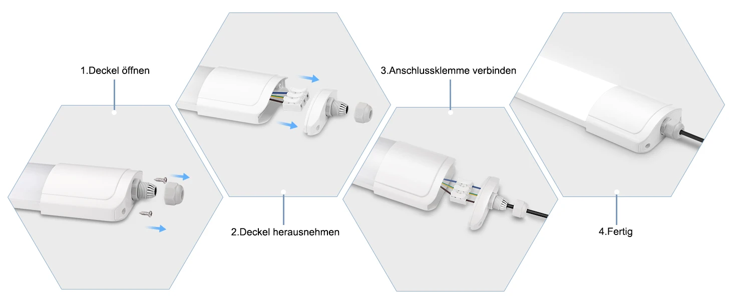2/4 Stück 60 cm LED-Röhrenleuchte 20 W, 4000 K 2200 lm IP65 wasserdicht, verbindbare LED-Deckenleuchte für Garage, Werkstatt, Keller – Detail 7