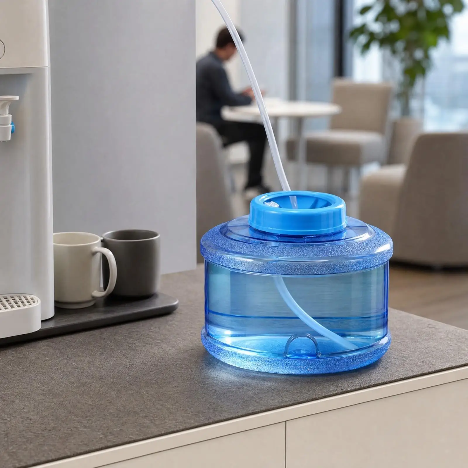 Flattened Round Water Container Easy to Clean Water Container with Lid Container Compact Transparent for Tea Table, Home Use