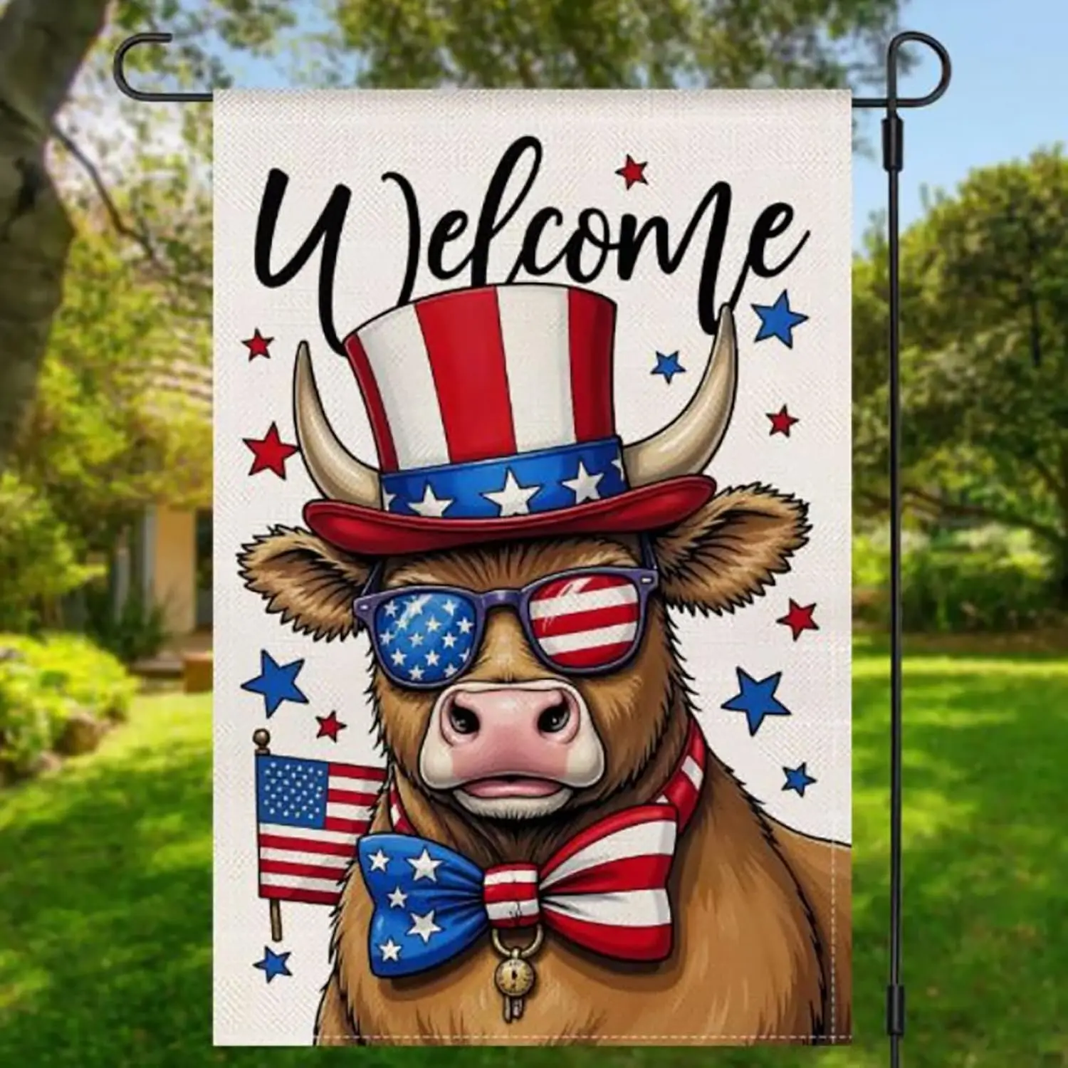 4th of July Garden Flag 12x18 Inch Patriotic Both-Side Pattern Outdoor Flag Memorial Day Welcome Yard Outdoor Flags Decorati AAM