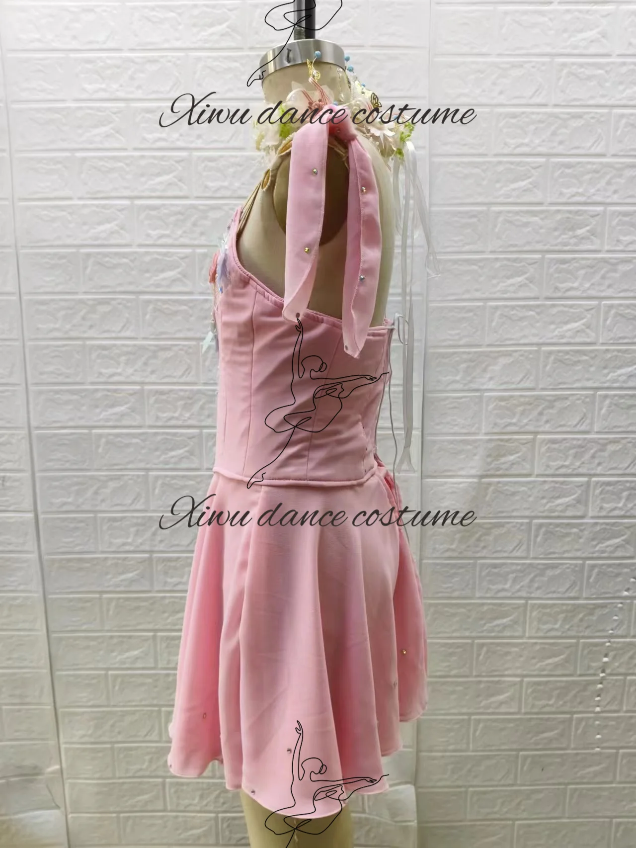 Professional Custom Size Kids Girls Performance Wear Contemporary Peach Pink Cupid Chiffon Lyrical Ballet Dance Dress Costumes