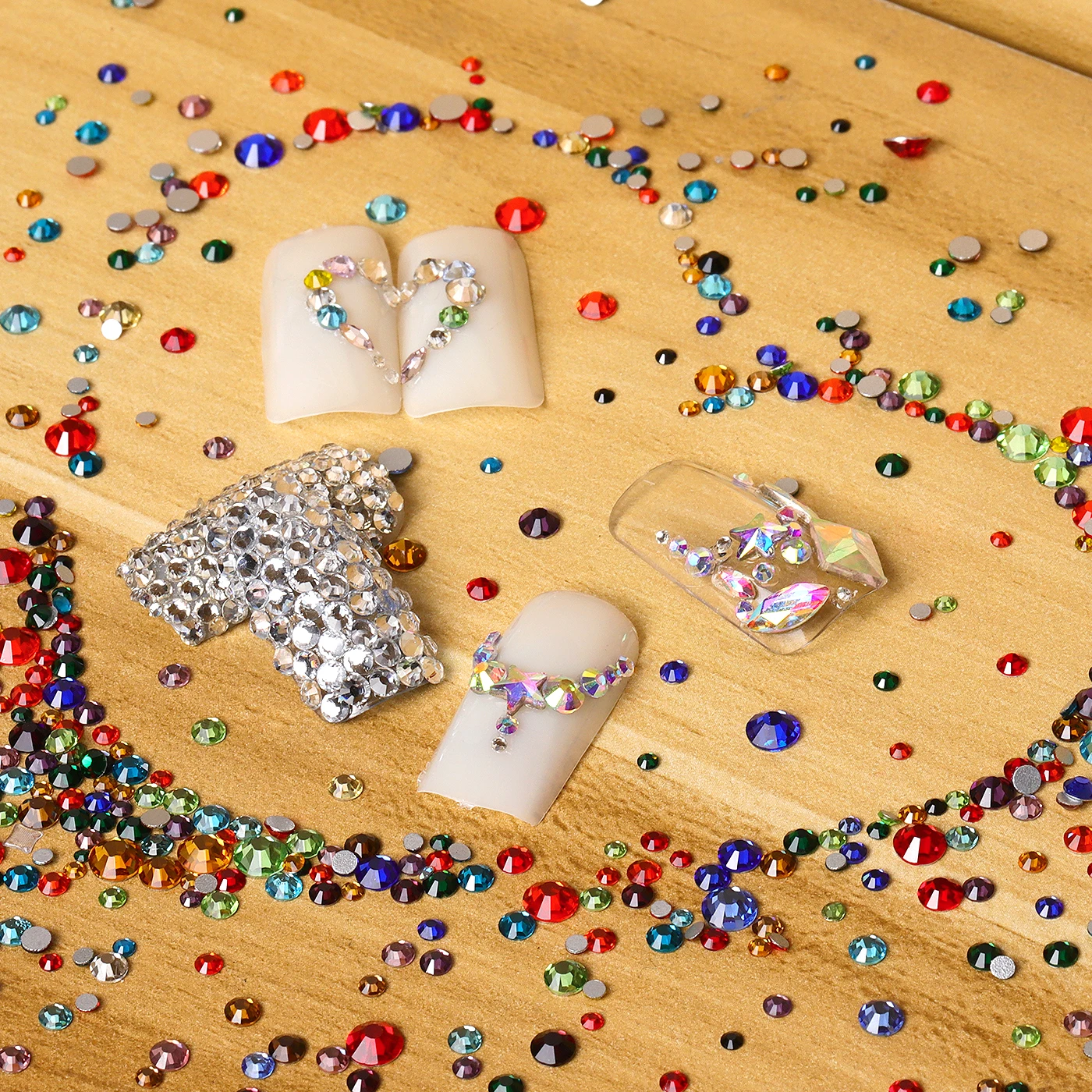 1440 Pz/pacco Blu Moonlight Vetro Flatback Strass Glitter di Alta Qualità Fondo Dorato Pietre Colla su Diamante per Nail Art