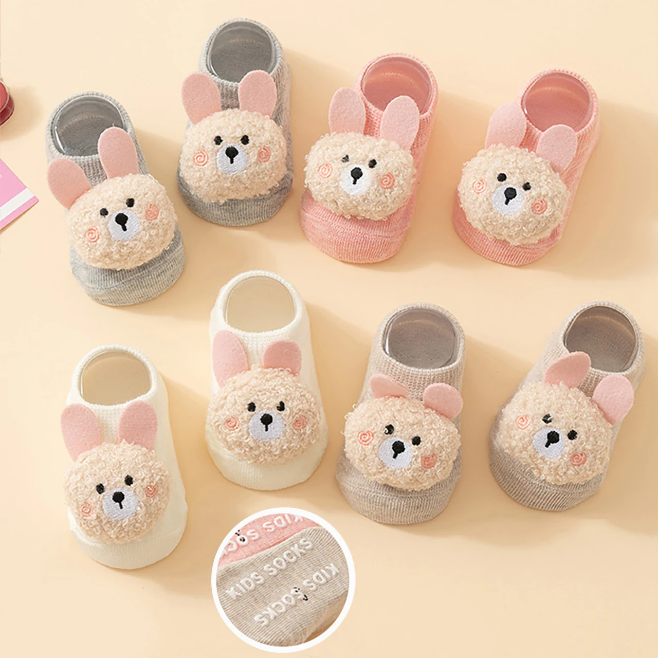 Indoor Anti-Slip Baby Floor Socks Spring Summer Boat Sock 0-3Y Newborn First Walkers Cute Cartoon Doll Cotton Sock Kids Footwear