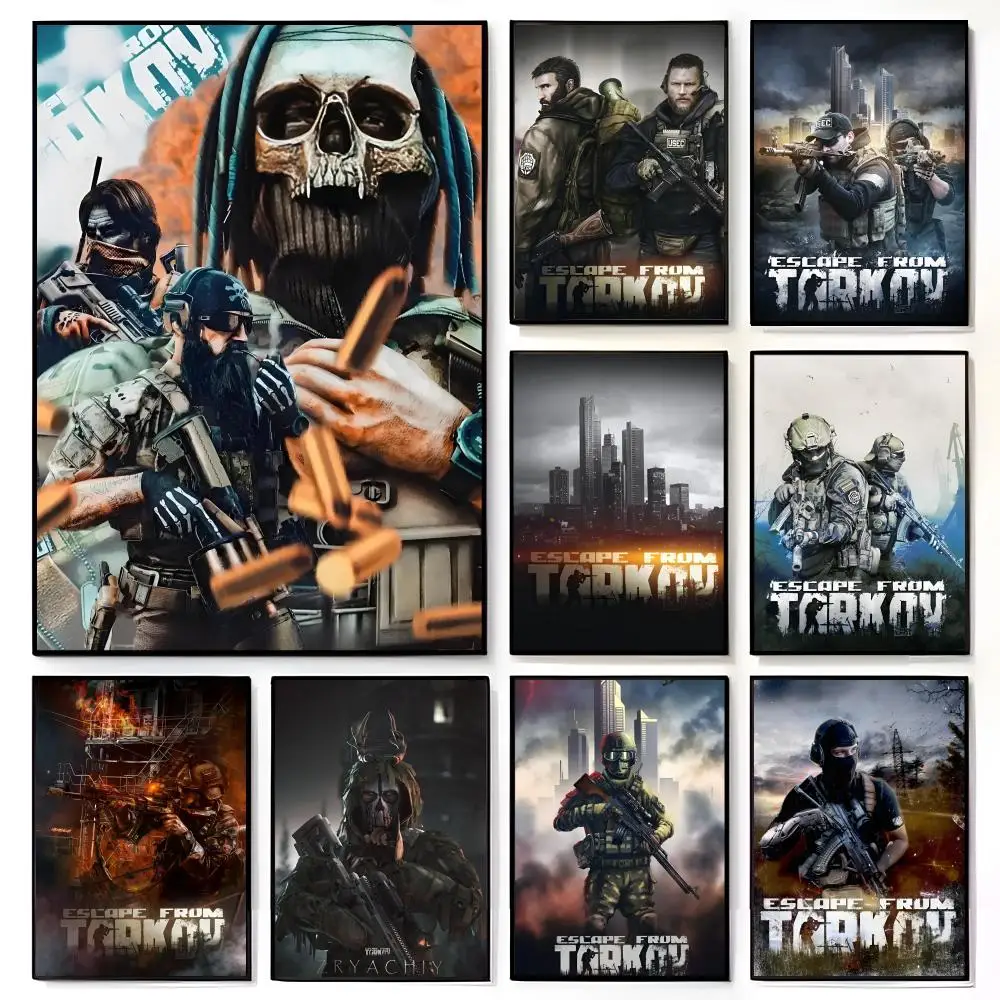 Intense Tactical Shooter Game E-Escape from T-Tarkov Poster American Film Mural Home Childrens Room Wall Decor Print