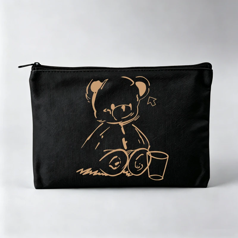Women's Teddy Bear Graphic Makeup Bag, Zipper Cosmetic Pouch for Daily Use