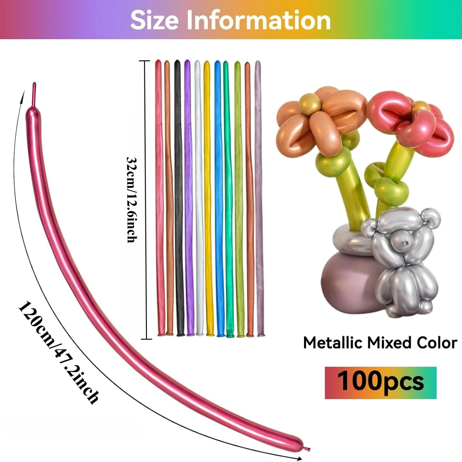 100Pcs Metallic 260 Long Twisting Magic Balloons DIY Animal Modeling Balloons For Kids Birthday Wedding Party Decor Supplies