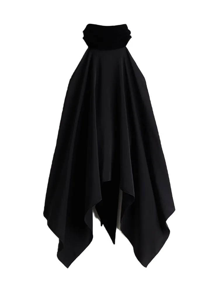 سترات رسن نسائية أنيقة باللون الأسود من الساتان 2026 وشاح جديد برقبة بدون أكمام بدون أكمام للسيدات ملابس حفلات أنيقة للسيدات شارع العليا