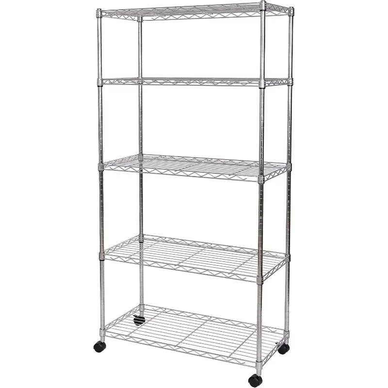 Seville Classics 5-Tier Wire Shelving with Wheels, 5-Tier, 30