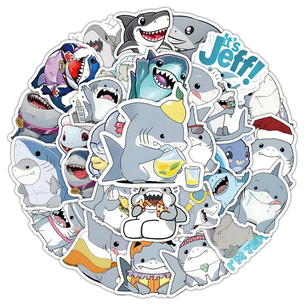 10/30/54pcs Cute Jeff The Lurker Shark Cartoon Stickers West Coast Avengers Sticker Skateboard Laptop Phone Decals for Kids Toy