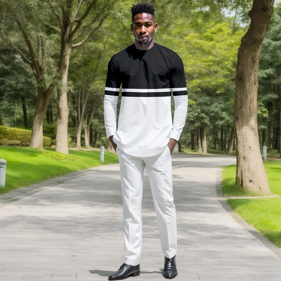 DBQ plus Size African Men's Dashiki Clothing Set Traditional Outfits Shirt And Pants Two Piece Suit 41061