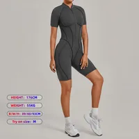 New Women's Yoga Jumpsuit Sports Fitness Hip Lift Half-zipper Shorts One-piece Running Casual Pilates Workout Gym Yoga Bodysuit - Image 5
