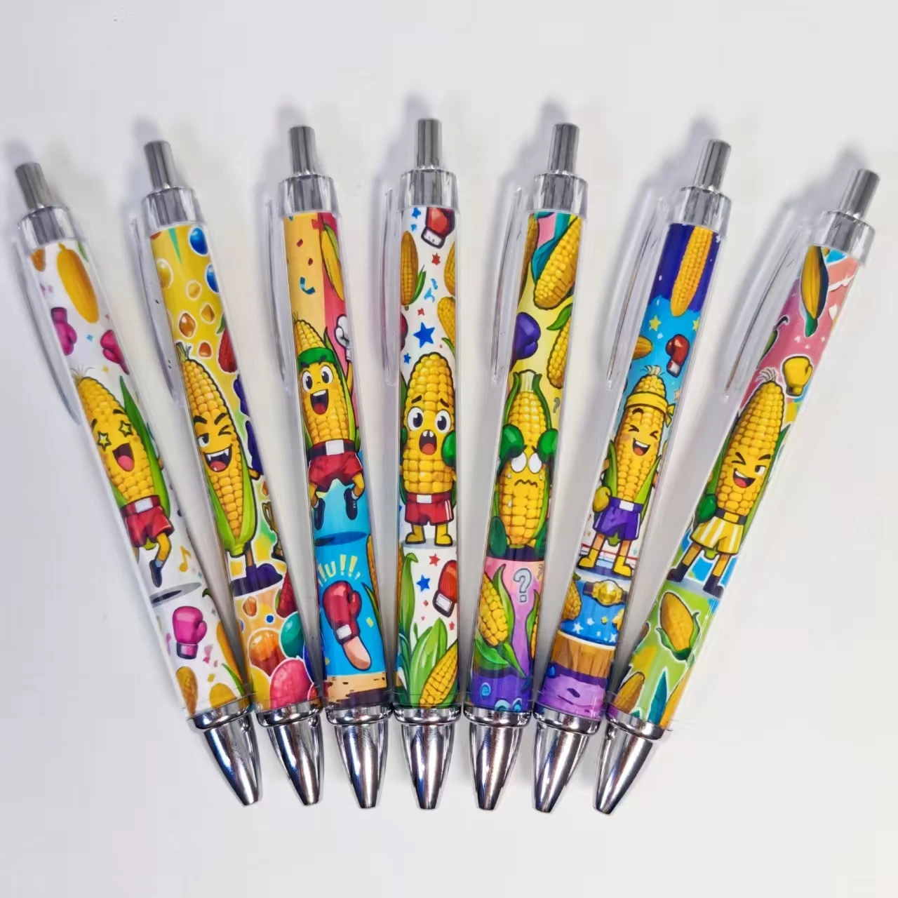 

7 шт./14 шт., выдвижные ручки с боксерской кукурузной тематикой, креативные шариковые ручки с кукурузой, подарочные ручки для студентов «Снова в школу»