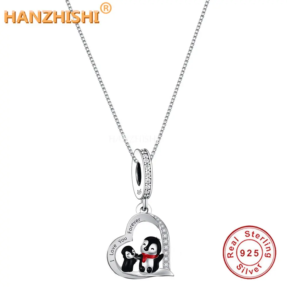 925 Sterling Silver Lovely Penguin Pendant Necklace Jewellery Anniversary Birthday Gift for Sister Mum Wife Girlfriend Child