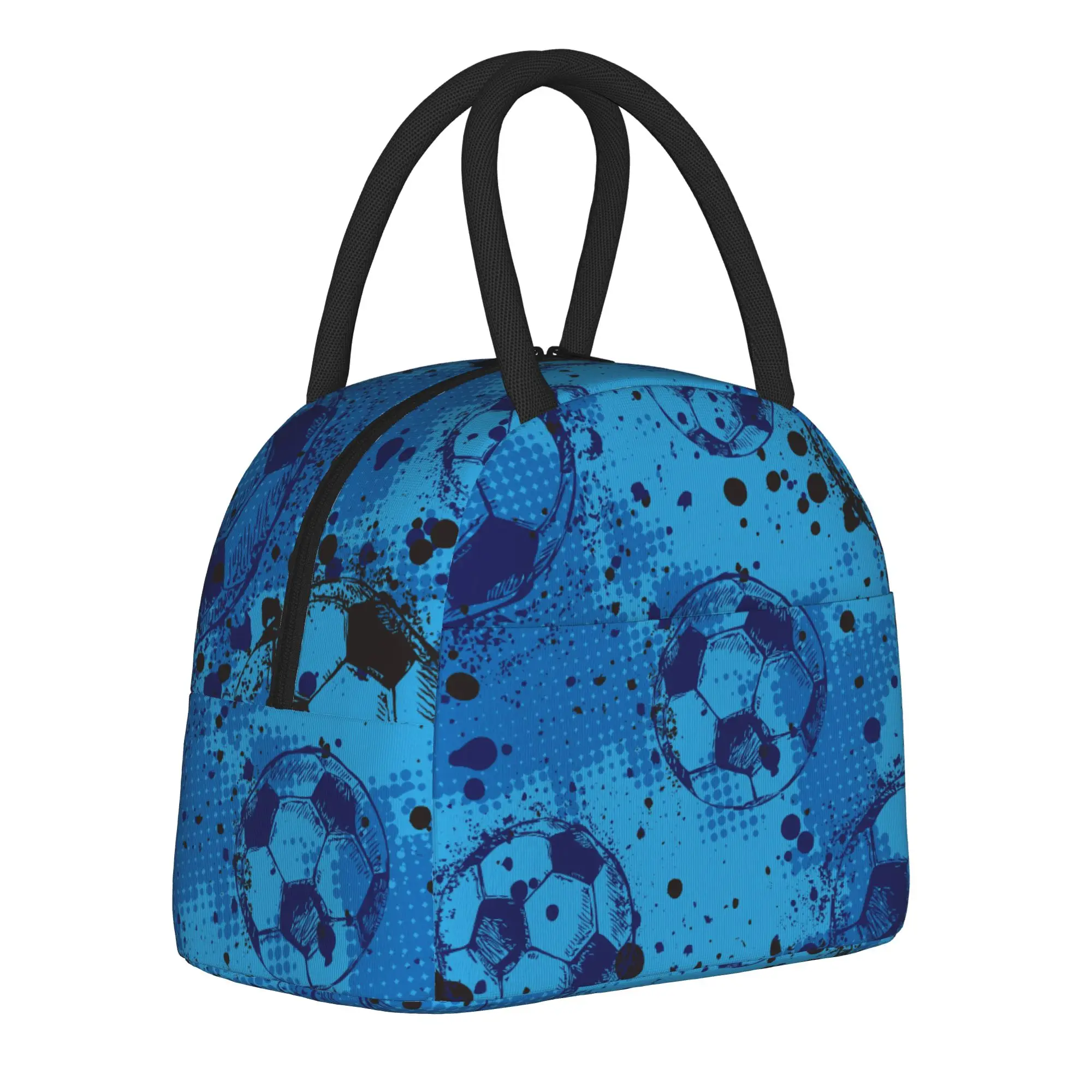 Cartoon Soccer Ball Football  Insulated Lunch Bags Cooler Bag Lunch Container  High Capacity Tote Lunch Box Food Handbags
