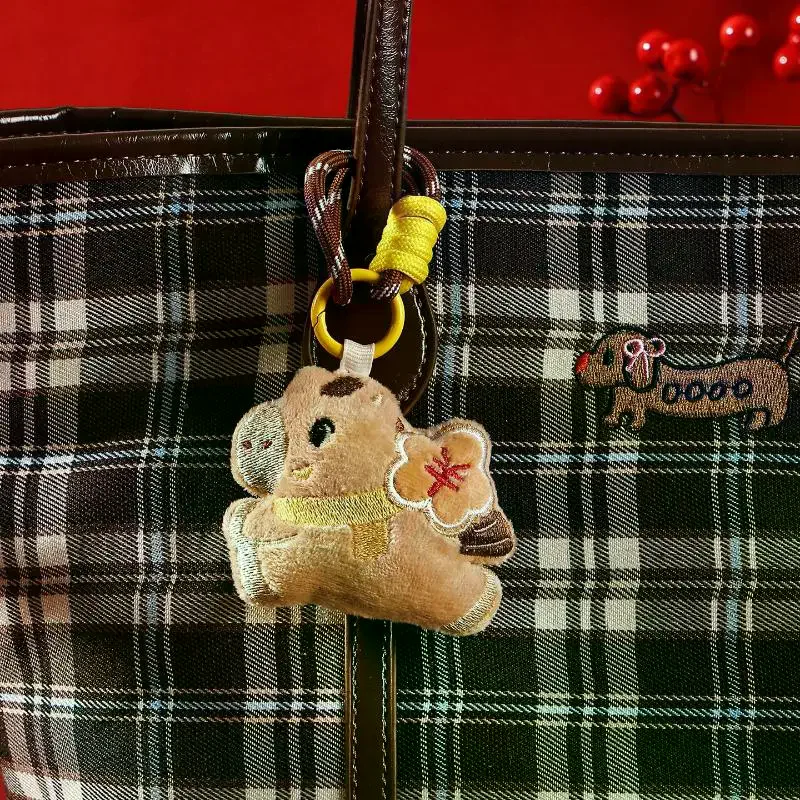 Porte-clés en peluche poney porte-bonheur, mignon, dessin animé, pendentif pour sac à dos Kawaii, mascotte de l'année du cheval, accessoires de décoration, cadeau