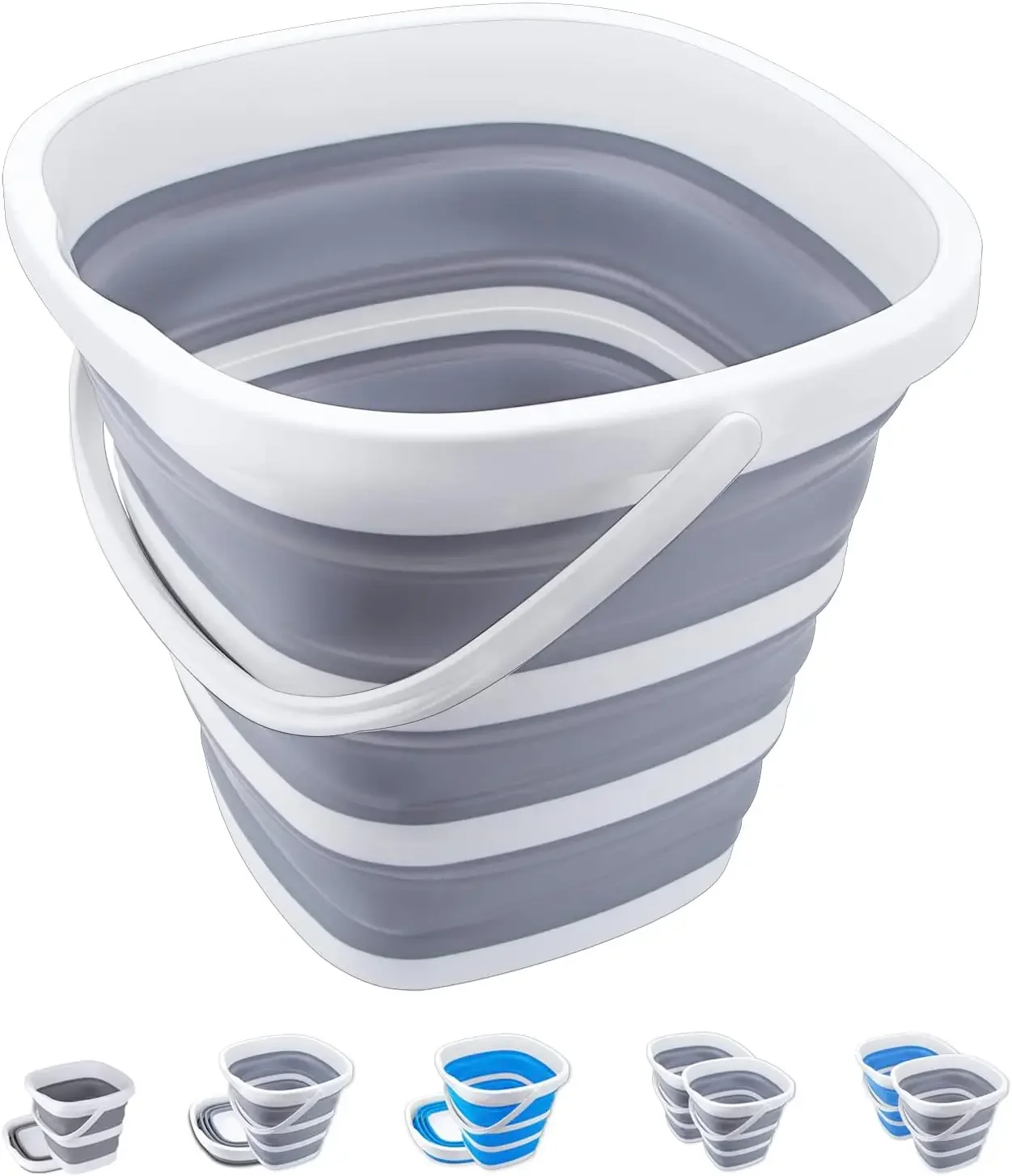 

Collapsible 10L Folding Bucket for Cleaning Camping Car Wash Portable Space Saving Grey
