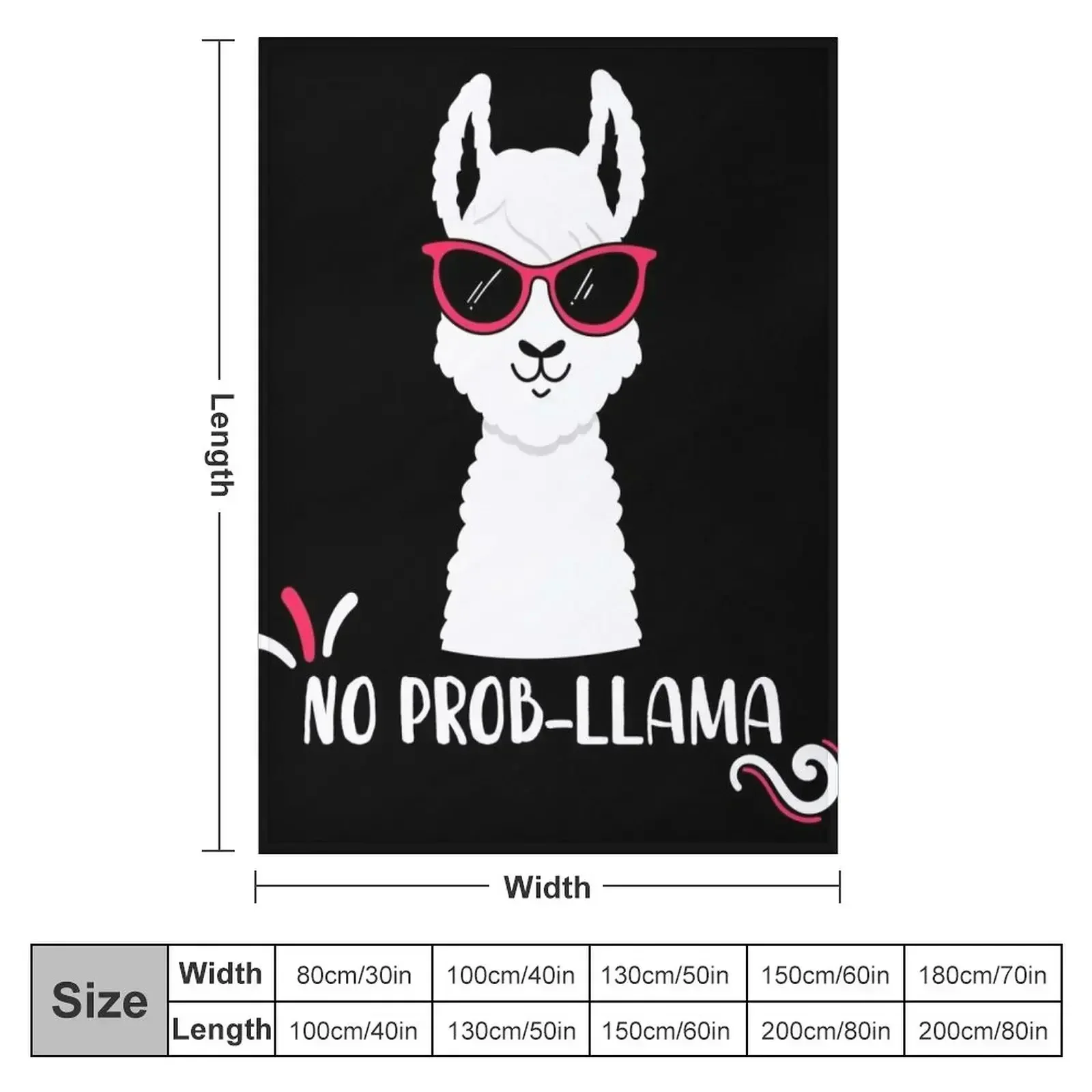 No Prob-Llama - Funny Cute Llama wearing Glasses Throw Blanket