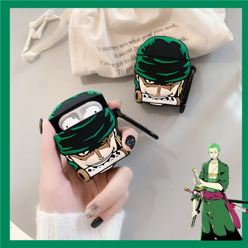 For Airpods Pro 2 Case,ONE PIECE Zoro 3D Anime Silicone Protective Earphone Cover For Airpods 1 2 3 Case Cover Funda