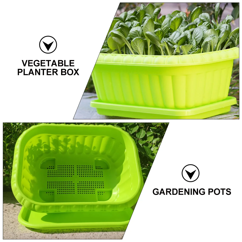 

2pcs Vegetable Planting Containers 10.8In Plastic Garden Pot For Home Decor Succulents Trays Growing Box Gardening Pots