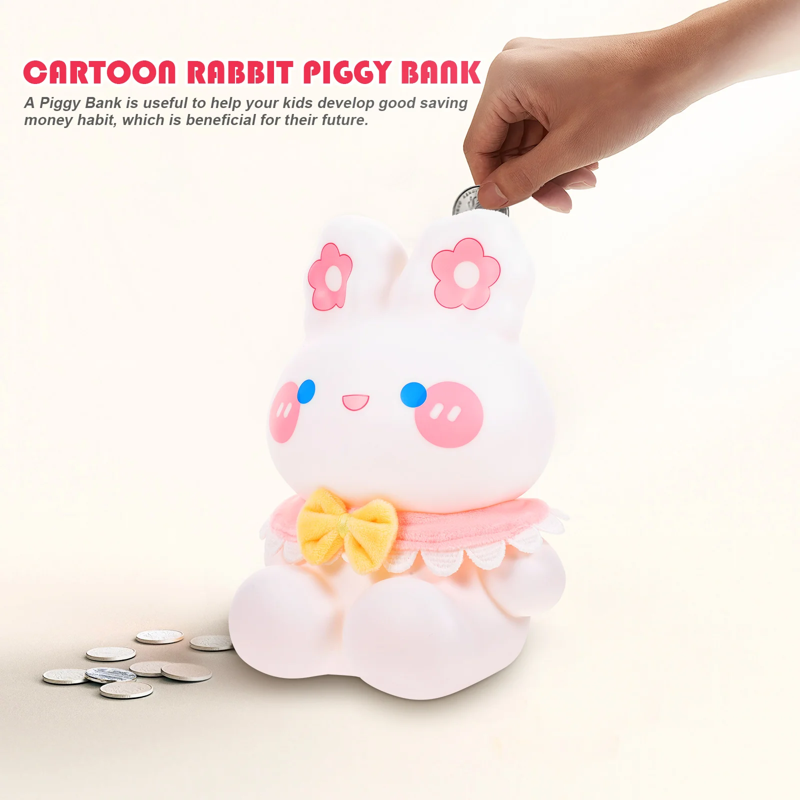 

Rabbit Piggy Bank 's Money Bunny Cartoon Jar Coin Container Decor
