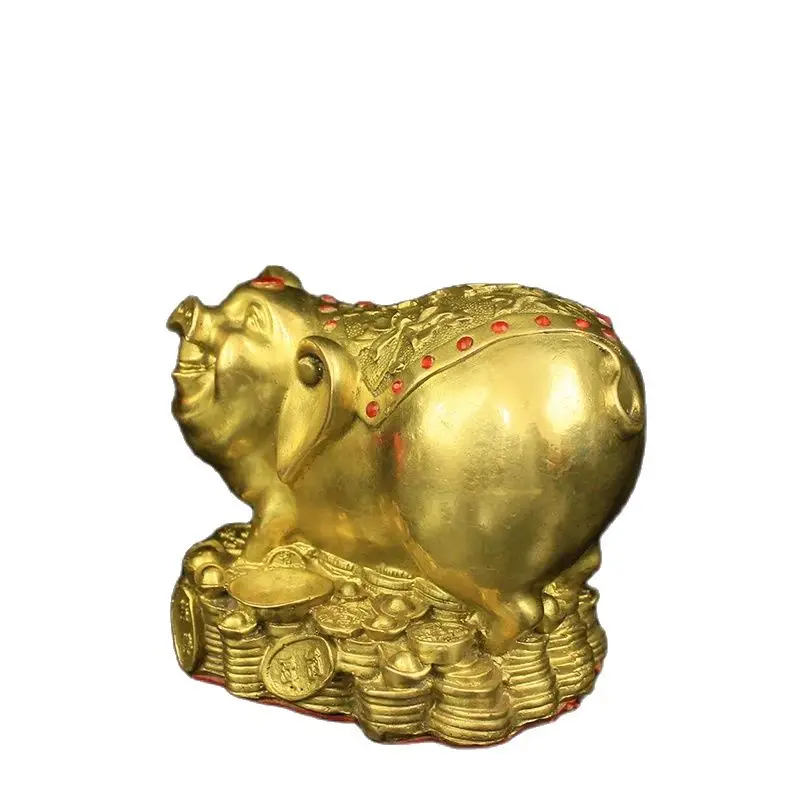 

15CM Red Diamond Fuzi Zodiac Pig Bronze Statue