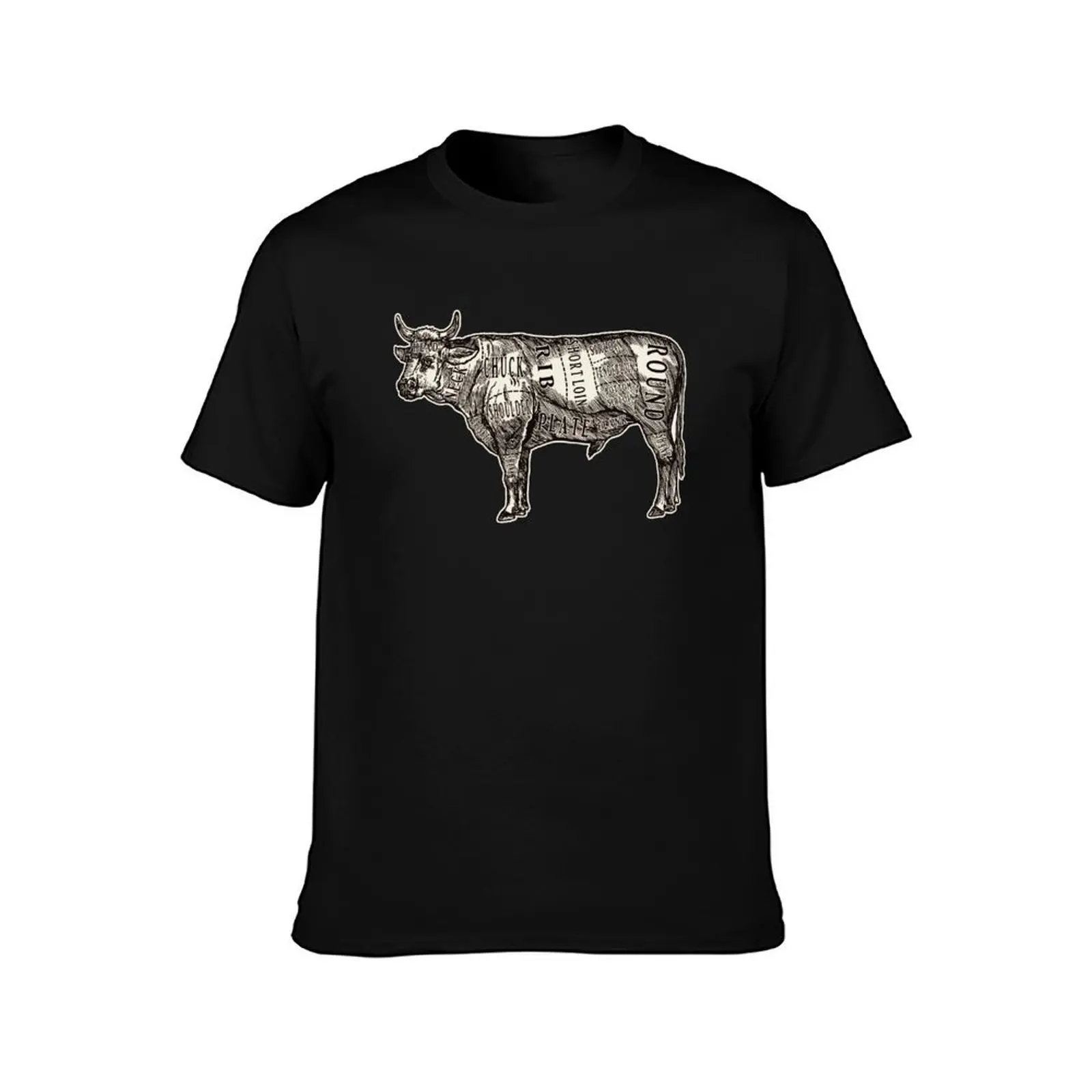 Butcher Chart: Cow Edition T-Shirt, Summer Casual Cotton Tee, Oversized Streetwear Tops, Vintage Graphic Print, Unisex Men Women