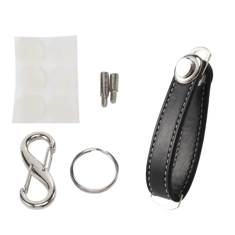 NEW-Fashion Car Key Pouch Bag Case Wallet Holder Chain Key Wallet Ring Pocket Key Organizer Smart Leather Keychain Black