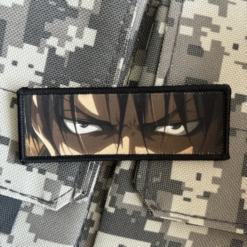 Attack on Titan Levi Ackerman Eyes Morale Badge Hook & Loop Anime Patch Printing Commander Tactical Backpack Sticker Appliques