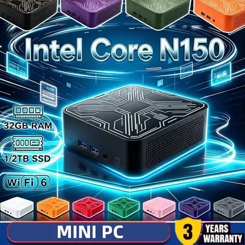 초고속 인텔 N150 미니 PC 16GB DDR4 512GB NVMe SSD 트리플 4K WiFi6 저소음 쿨링 컴팩트 데스크탑 사무실 가정 미디어 편집