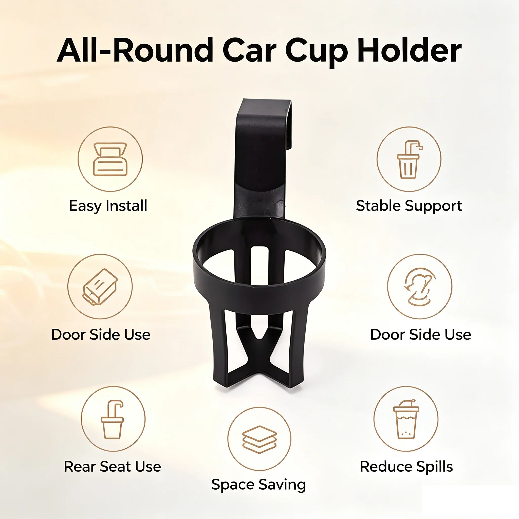 Car Door Cup Holder 1Pc Hollow‑Out Type Hanging Expanded Storage Economical Solution for Car Cup Placement