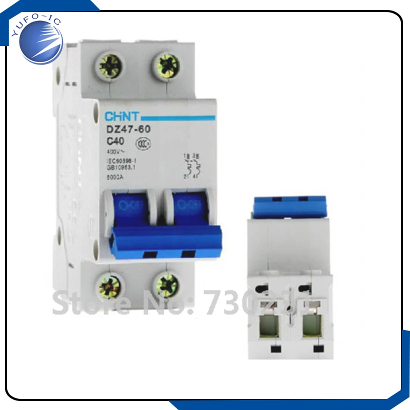 Free Shipping DZ47-60 C40 400V 2P Rated Current Miniature Circuit Breaker Switch 2 Pole hym integrated circuits