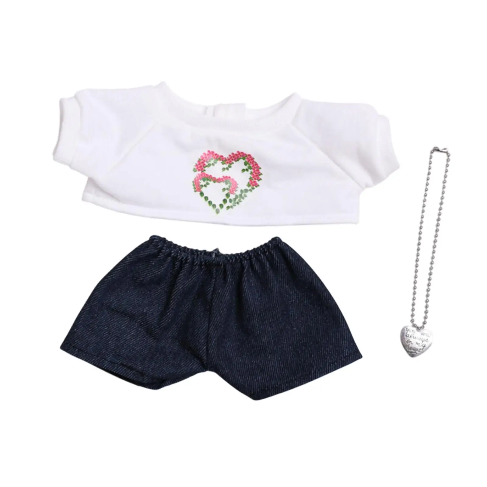 3Pcs Dolls T Shirt And Pant Necklace, Handmade Clothing Outfits Costume for 38cm Dolls