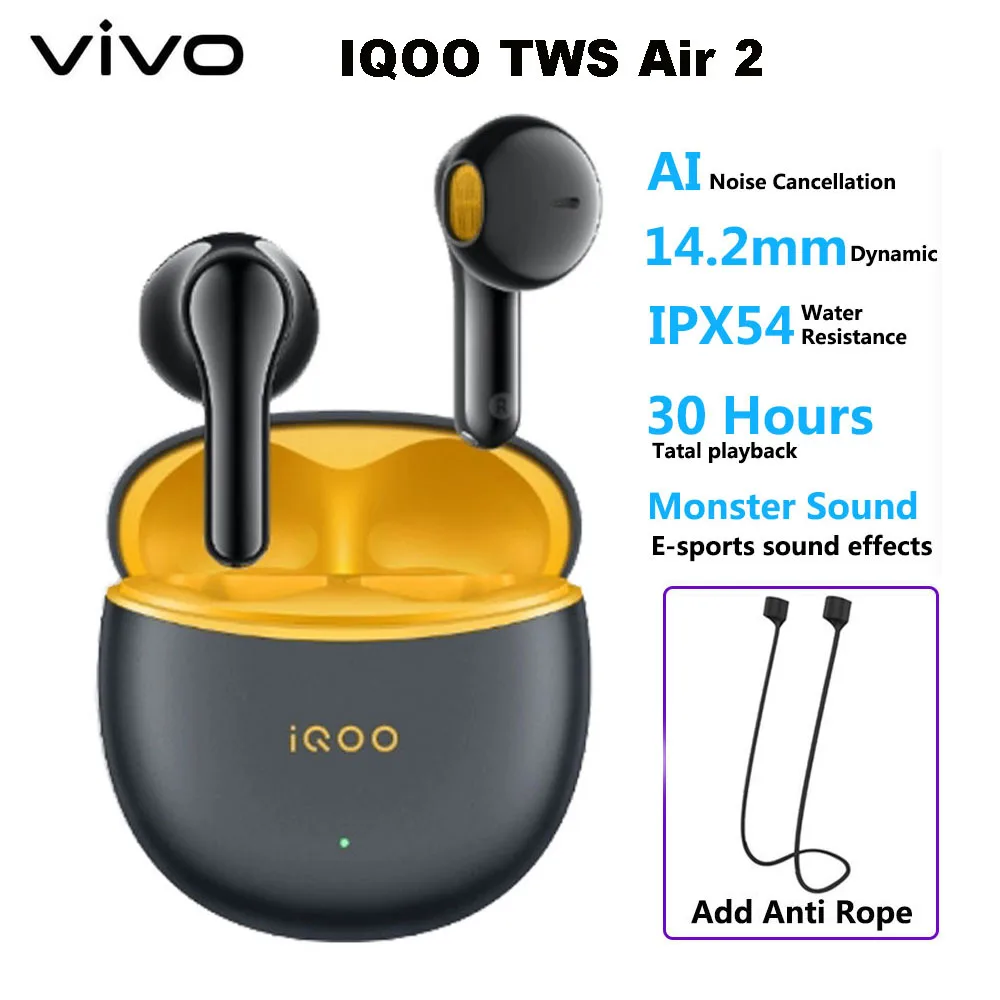 Original New VIVO IQOO TWS Air 2 TWS Earphone Bluetooth 5.3 AI Call Noise Cancelling True Wireless Headset For IQOO 11S