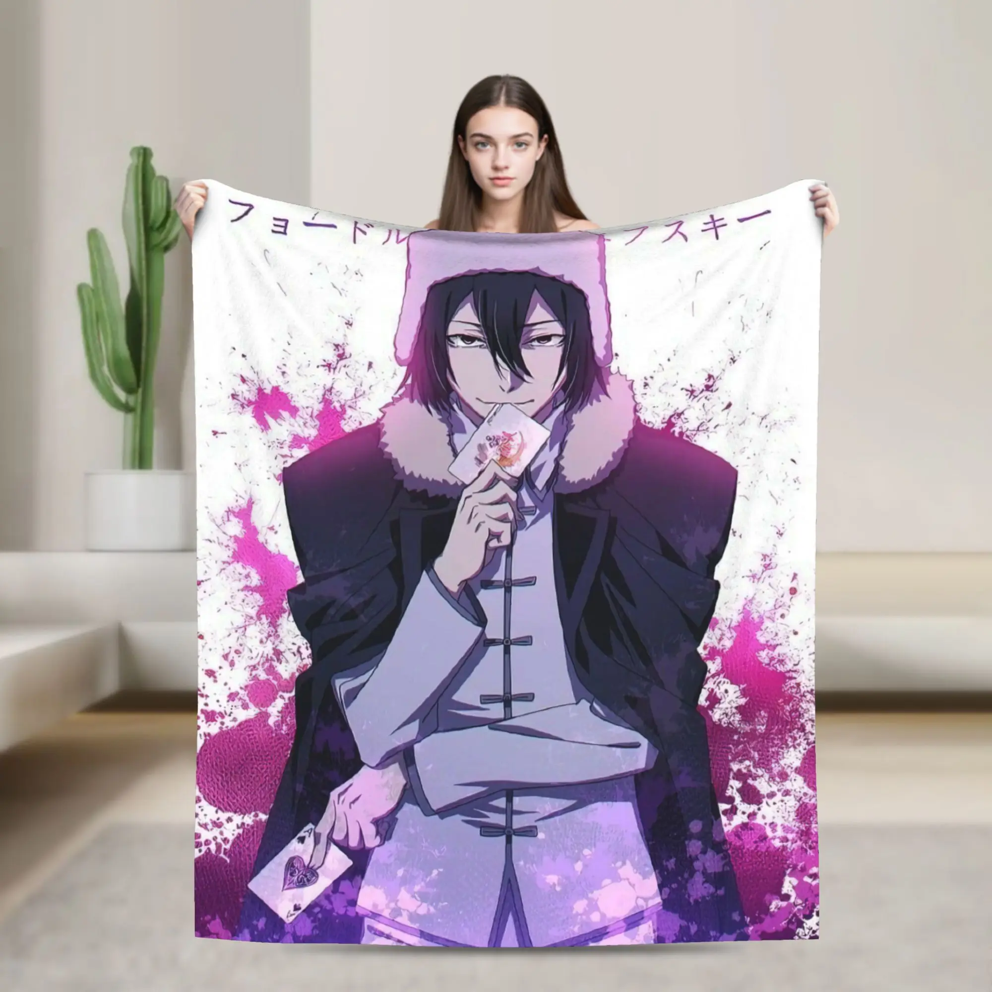 Fyodor D From B-Bungo Stray Dogs Blanket  Airplane Travel Flannel Throw Blanket For Chair Sofa Bed Super Soft  Quality Bedspread