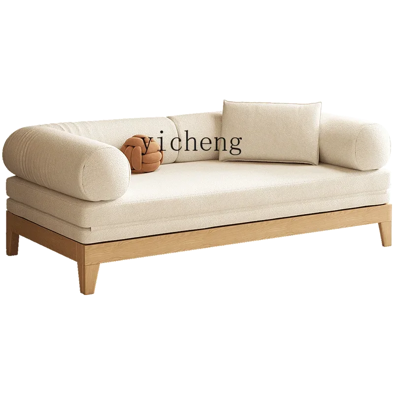

cream wind small apartment living room foldable dual-purpose solid wood sofa retractable sofa bed