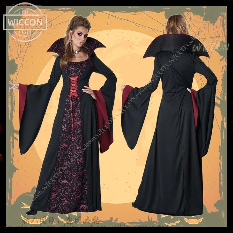 COS Vampire Queen Makeup Dance Party Stage Party Role-playing Costume Magic Witch Costume Halloween Costumes for Women Gift