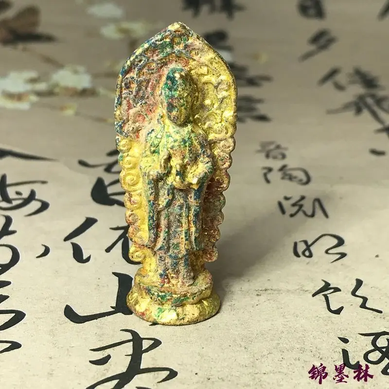 Standing Guanyin Statue Cloud Halo Round Base Buddhist Ornament Decoration Tea Pet Figurines Desk Decor Accessories