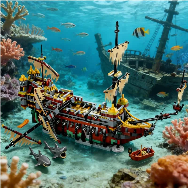 

Военный корабль MOC, корабль-призрак, военный корабль Salacha, мини-тихий пиратский корабль Мэри, кирпичная пиратская модель, детский рождественский строительный блок, игрушка