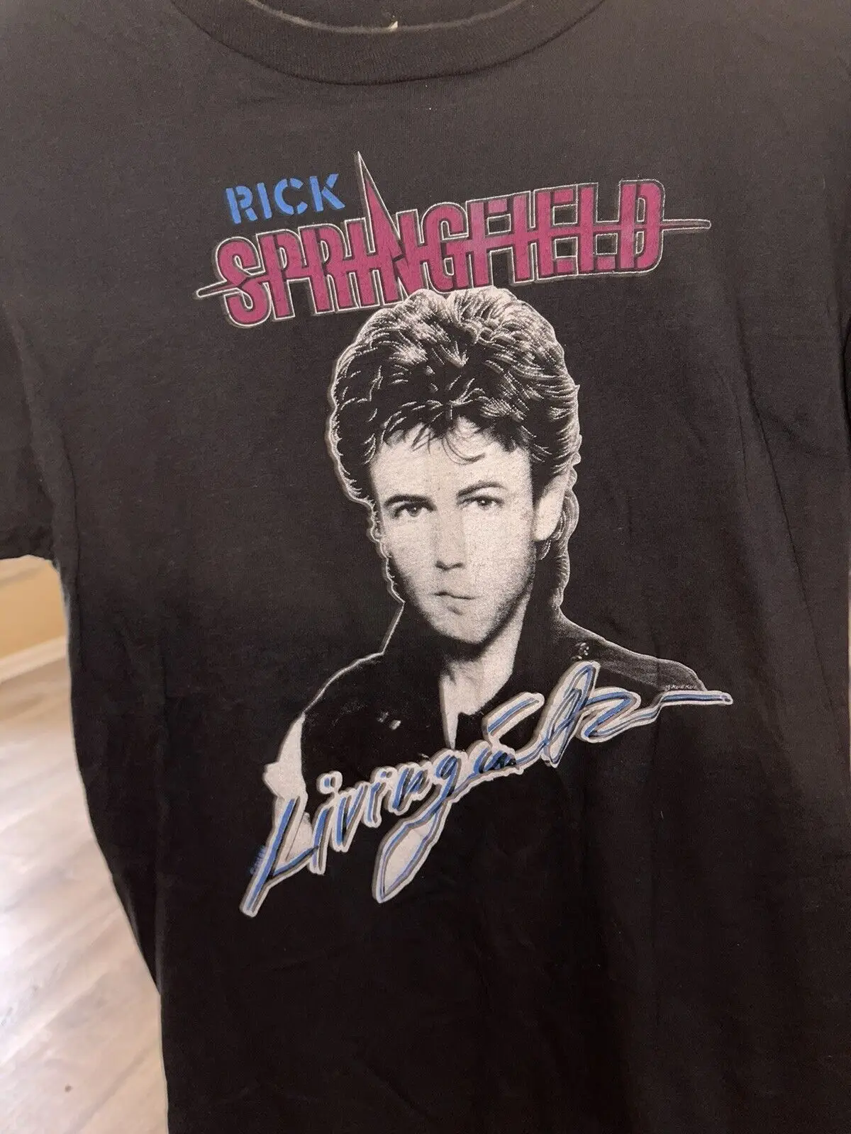 Vintage Rick Springfield concierto World Tour 1983 música camiseta S/M camisetas de punto único de gran tamaño para mujeres/hombres ropa